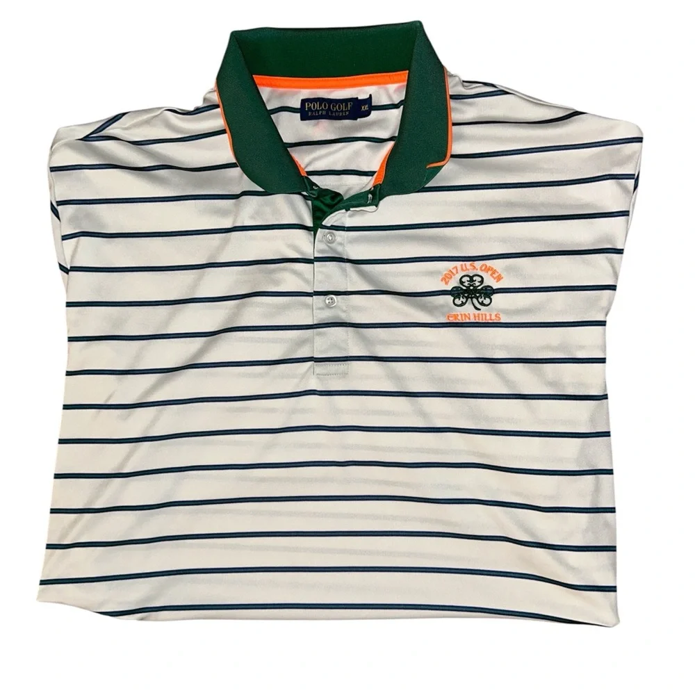 Ralph Lauren White and Green Men Polo Shirt with Stripes XXL size